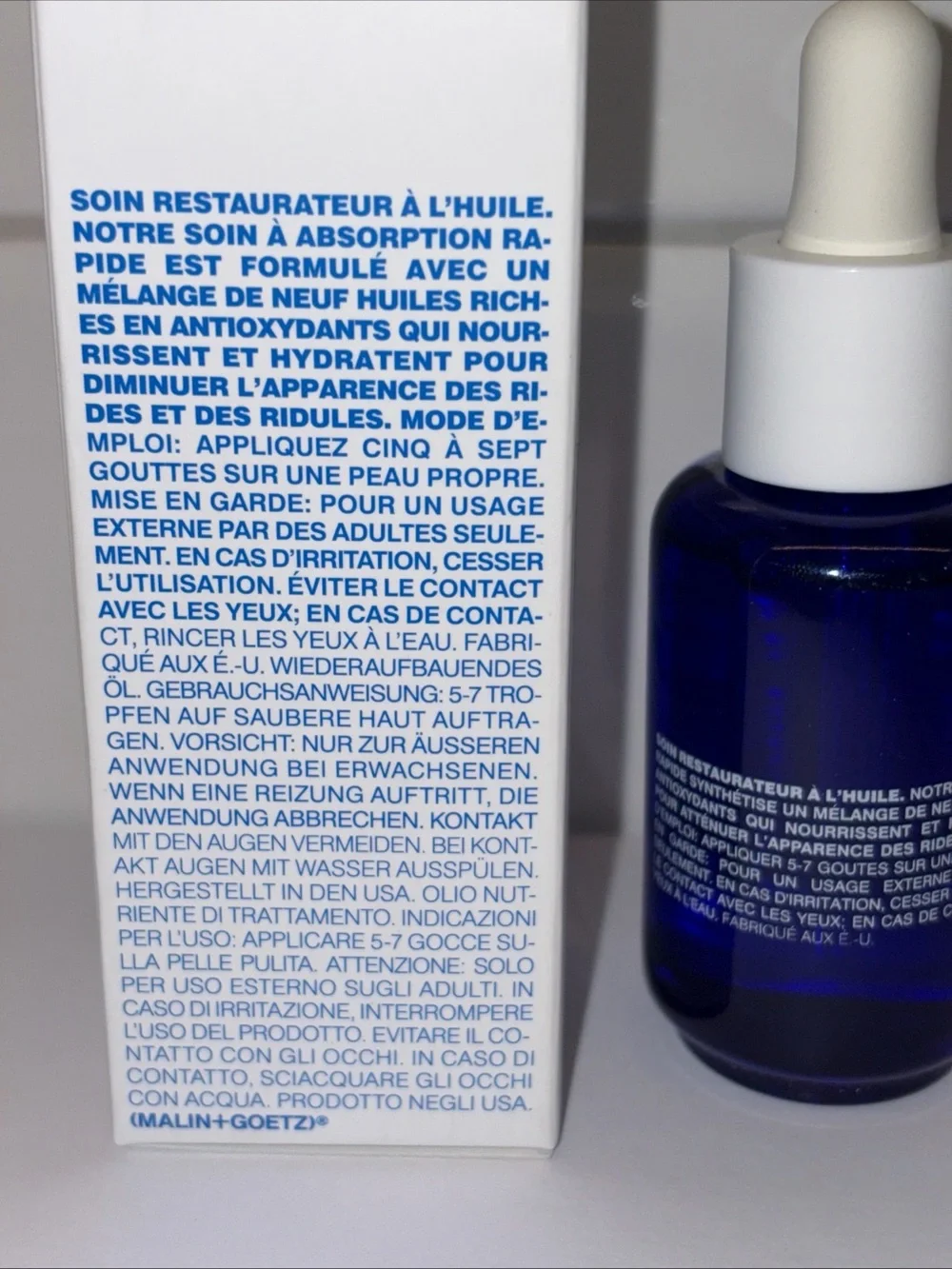 MALIN+GOETZ Recovery Treatment Oil - Blue & White Dropper Bottle